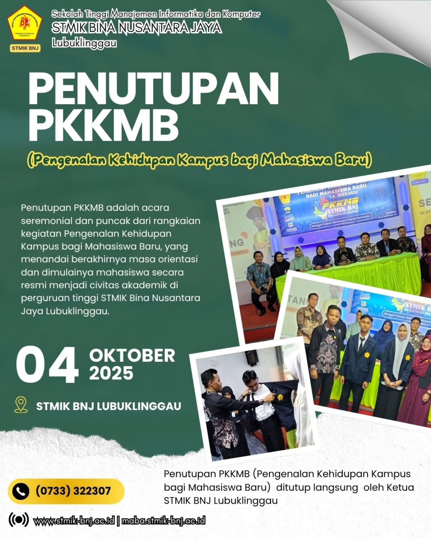 STMIK Bina Nusantara Jaya Lubuklinggau Resmi Tutup PKKMB Mahasiswa Baru Tahun Akademik 2025